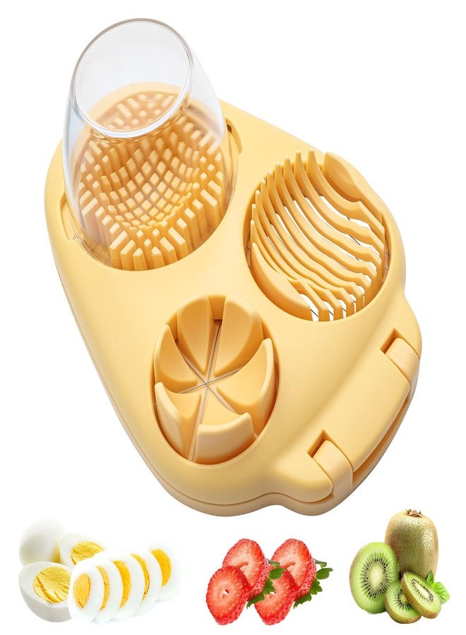 KCMOSGI 3 in 1 Boiled Egg Slicer, Stainless Steel Egg Slicer for Hard Boiled Eggs, 3 Slice Modes, Hard Boiled Egg Cutter & Fruit Slicer for egg, Strawberry, Tomato - Image 1