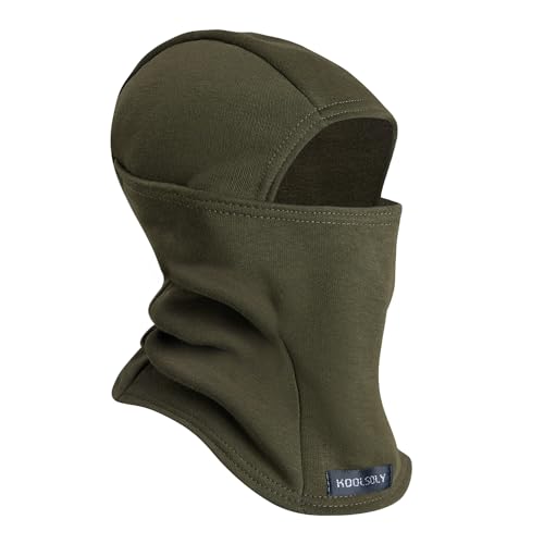 KOOLSOLY Kids Balaclava Face Mask, Winter Hat Face Warmer for Cold Weather Ski Mask for Boys Girls Army Green - Image 1