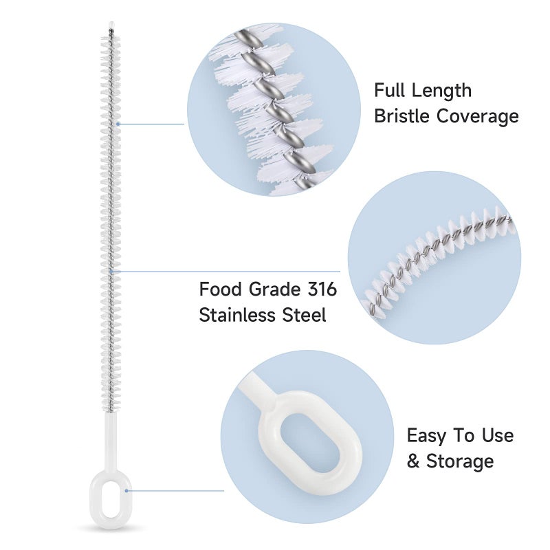 Mt.Jun Straw Cleaner Brush Set (4 Pack) - 10 Inch, 4 Diameters for Thin & Smoothie Straws, Heavy-Duty, Comfort Grip Handle - Image 3