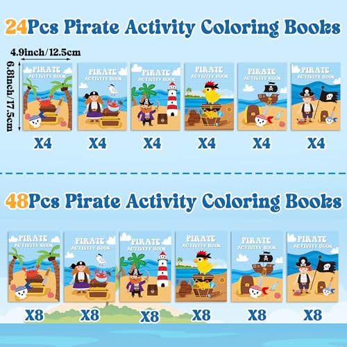 JAPBOR Pirate Activity Coloring Books 24PCS Mini Pirates Activities Colouring Book Bulk for Kid Party Favor Summer Nautical Theme Drawing Booklet Goodie Bag Filler Birthday Class Painting Game - Image 5