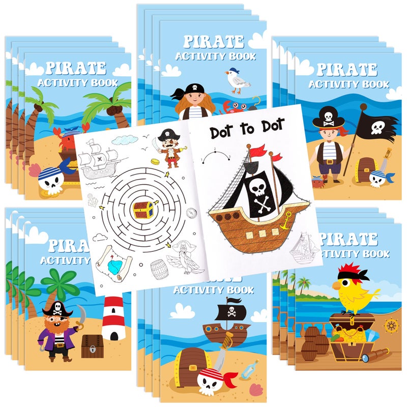 JAPBOR Pirate Activity Coloring Books 24PCS Mini Pirates Activities Colouring Book Bulk for Kid Party Favor Summer Nautical Theme Drawing Booklet Goodie Bag Filler Birthday Class Painting Game - Image 3