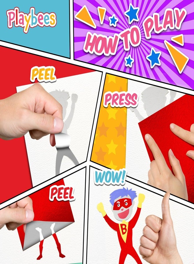 Playbees Foil Art Kit Superheroes - Preschool Arts and Crafts Kit for Kids- No Mess Art for Boys & Girls Ages 4, 5, 6, 7, 8, 9 Years Old - DIY Creative Activity - Art & Craft Activity - Image 4