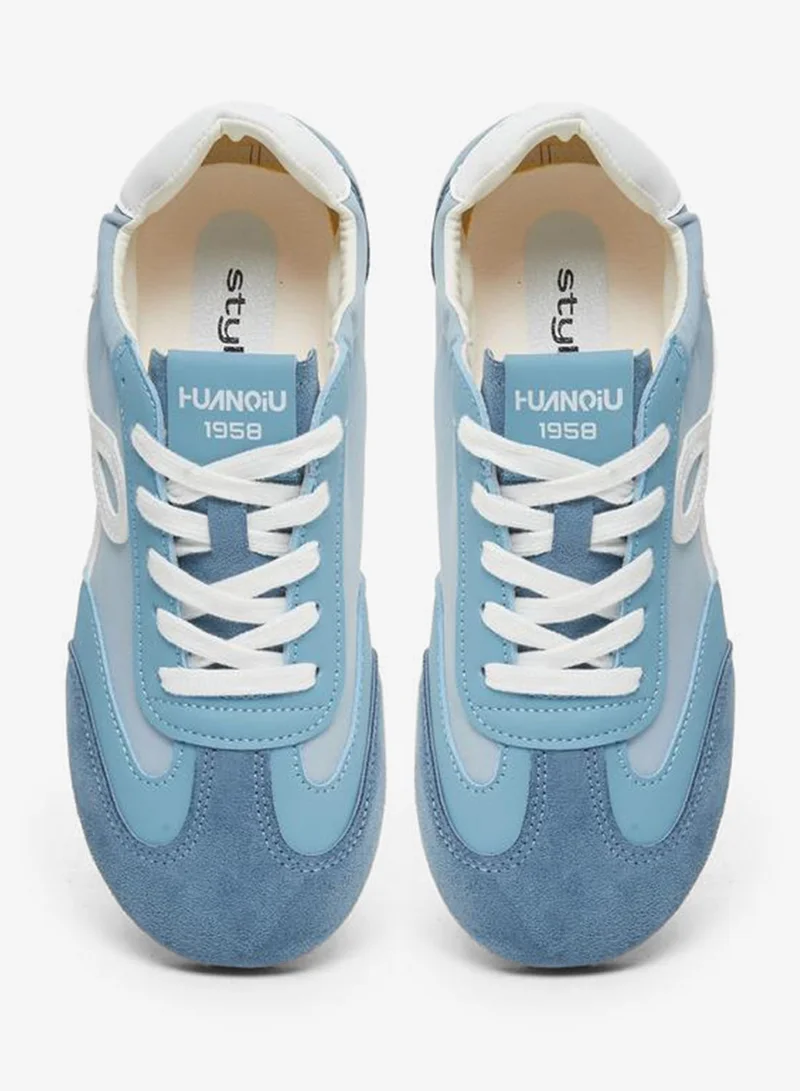 Styli Active Blue Blue Retro Lace Up Sneakers for Women | Best Price UAE
