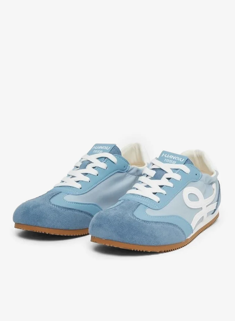 Styli Active Blue Blue Retro Lace Up Sneakers for Women | Best Price UAE