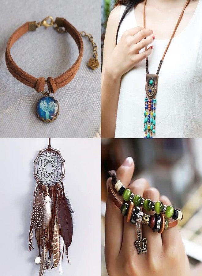 تين ويل خيط جلدي من تين ويل، 100 ياردة، 2.6 مم، خيط من جلد الغزال المسطح، خيط من الجلد الصناعي لصنع المجوهرات، والقلائد، والأساور، وصائدات الأحلام، والأعمال اليدوية (بني) - Image 5