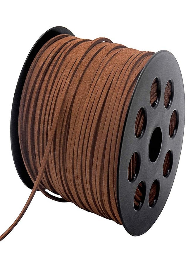 تين ويل خيط جلدي من تين ويل، 100 ياردة، 2.6 مم، خيط من جلد الغزال المسطح، خيط من الجلد الصناعي لصنع المجوهرات، والقلائد، والأساور، وصائدات الأحلام، والأعمال اليدوية (بني) - Image 1