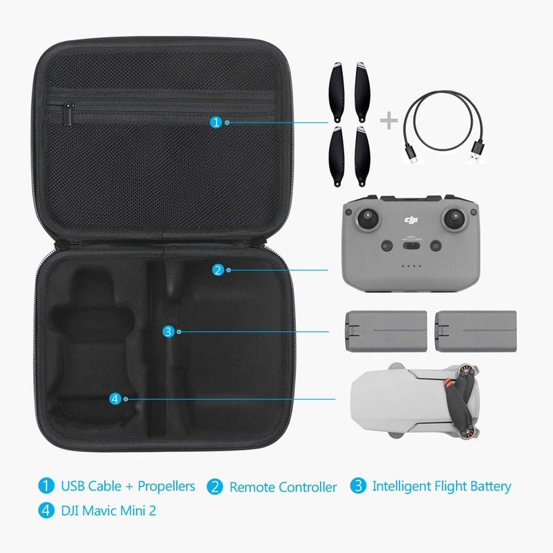 JSVER JSVER Carrying Case for DJI Mavic Mini 2 Hard Shell Storage Case for Mini 22 SE4K Drone Remote Controller and Accessories with Propeller Protectors and Control Stick Cover  - Image 3