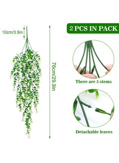 Mordely 2PCS Artificial Hanging Flowers, UV-Resistant Artificial Hanging Plants Flowers Bouquet Outdoor Indoor Fake Hanging Plant Artificial Flowers for Home Garden Wedding Decor  - Image 3