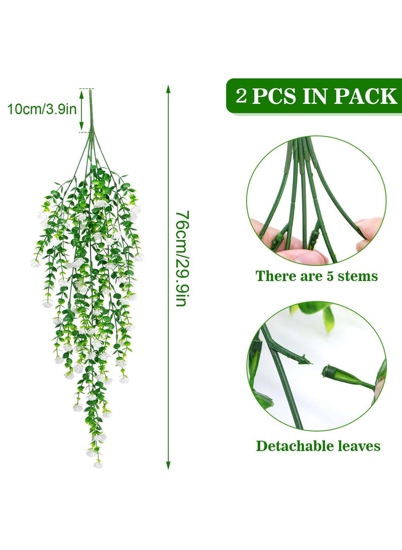 Mordely 2PCS Artificial Hanging Flowers, UV-Resistant Artificial Hanging Plants Flowers Bouquet Outdoor Indoor Fake Hanging Plant Artificial Flowers for Home Garden Wedding Decor  - Image 3
