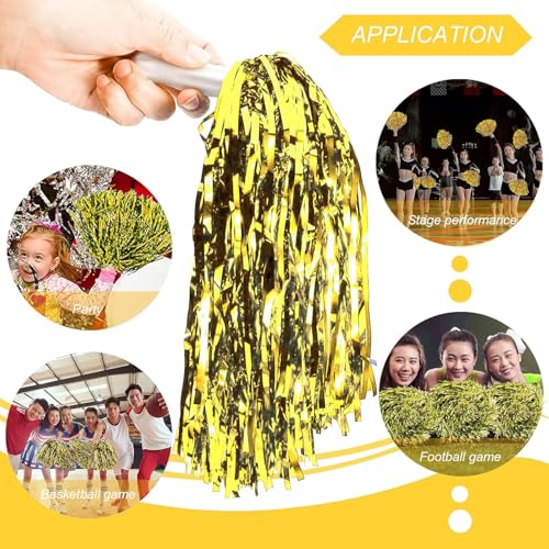Amit Marketing Cheerleader Pom Poms | Soft Comfortable Handle Reusable | Waterproof | Rooter Shaker Toy | for Cheerleading, Celebrations, Sports Events, Party I Pack of 2 Pair (Gold) - Image 4