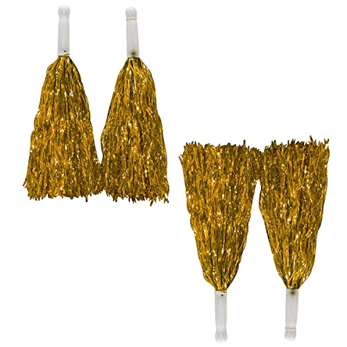Amit Marketing Cheerleader Pom Poms | Soft Comfortable Handle Reusable | Waterproof | Rooter Shaker Toy | for Cheerleading, Celebrations, Sports Events, Party I Pack of 2 Pair (Gold) - Image 1