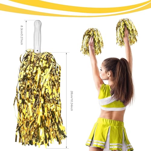 Amit Marketing Cheerleader Pom Poms | Soft Comfortable Handle Reusable | Waterproof | Rooter Shaker Toy | for Cheerleading, Celebrations, Sports Events, Party I Pack of 2 Pair (Gold) - Image 2