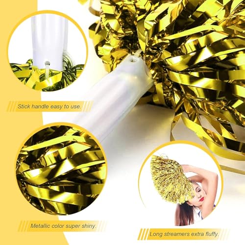 Amit Marketing Cheerleader Pom Poms | Soft Comfortable Handle Reusable | Waterproof | Rooter Shaker Toy | for Cheerleading, Celebrations, Sports Events, Party I Pack of 2 Pair (Gold) - Image 3
