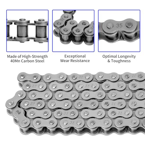 Belleone #35 Roller Chain, 3 Feet 35 Chain with 5 Master Links, Chain Breaker- Carbon Steel Chain for Mini Bike, Go Kart, Motorcycle, Scooter, Bicycle, Home and Industrial Machinery - 96 Links - Image 4