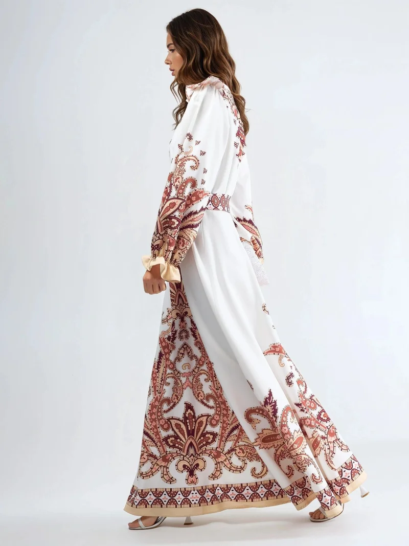 جينيفر Paisley Print Maxi Dress with Tie Detail