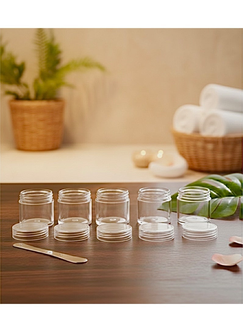 علب شفافة للتخزين، علب اكريلك دائرية لتخزين المكياج و مستحضرات التجميل، عدد 5 حبات من العلب الحافظة، حاويات صغيرة الحجم مع اغطية، برطمانات شفافة منظمة الشكل و مستديرة، علب شفافة مناسبة للسفر و تقسيم الكريمات و تنظيم منتجات التجميل، علبة اكرلك فارغة ، 4*3سم. - Image 2