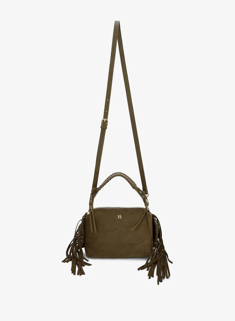 Flora Bella By Shoexpress Olive Tassel Accent Crossbody Bag With Detachable Strap for Women | Best Price UAE