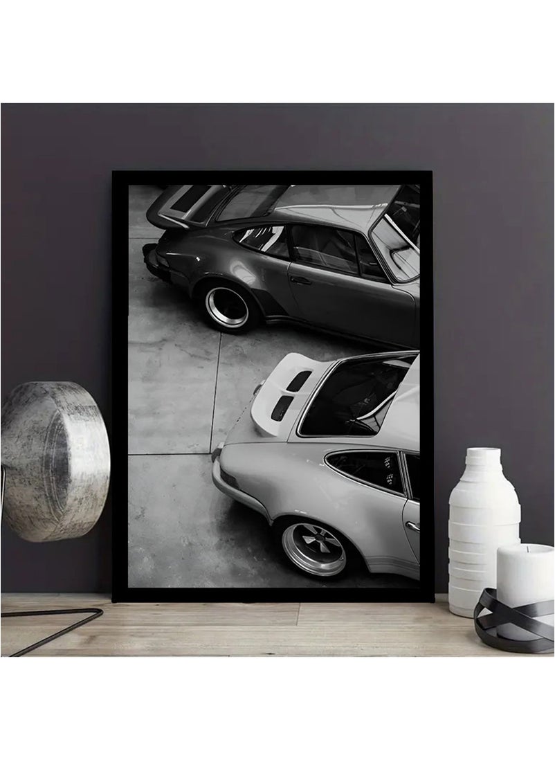 Spoil Your Wall Two Cars Design Wall Poster with Black Frame, Wall Arts Home Décor Photo Frames, 40x55 cm by Spoil Your Wall  - Image 1