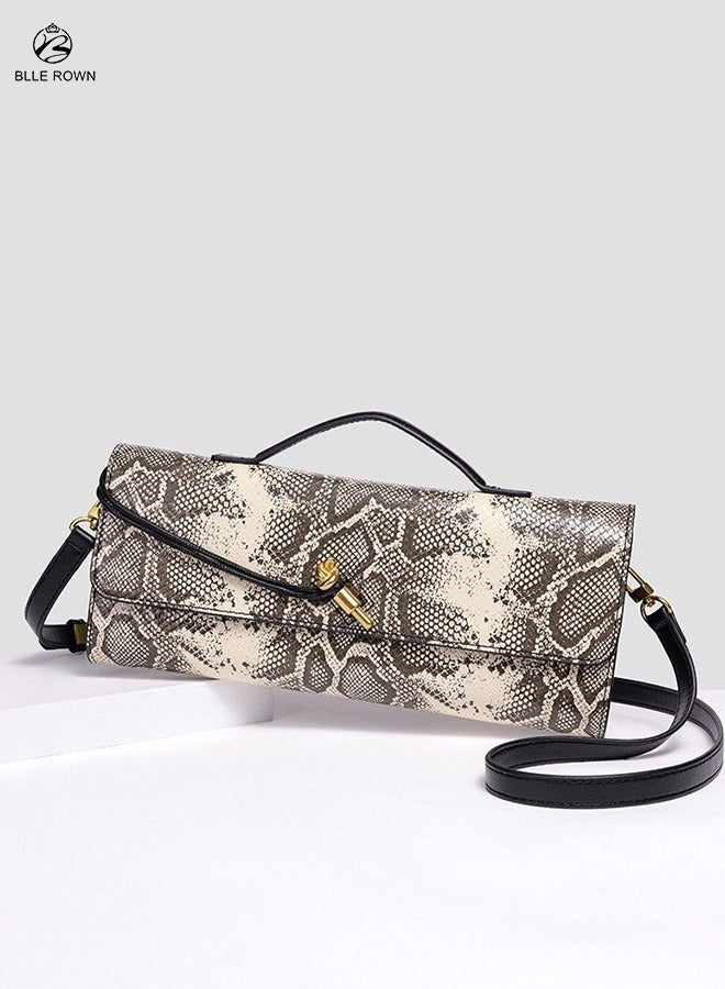 بليه روان حقائب يد نسائية فاخرة وصادرة حديثاً حقائب يد نسائية فاخرة بطبعة ثعبان أنيقة للسيدات بحزام قابل للتعديل، حقائب كتف أنيقة - Image 1