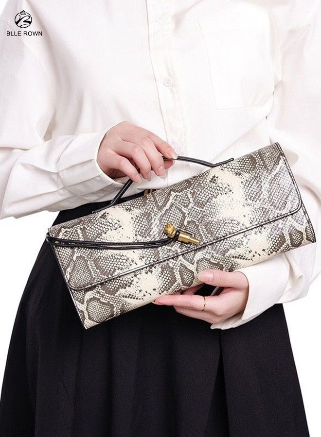 بليه روان حقائب يد نسائية فاخرة وصادرة حديثاً حقائب يد نسائية فاخرة بطبعة ثعبان أنيقة للسيدات بحزام قابل للتعديل، حقائب كتف أنيقة - Image 3