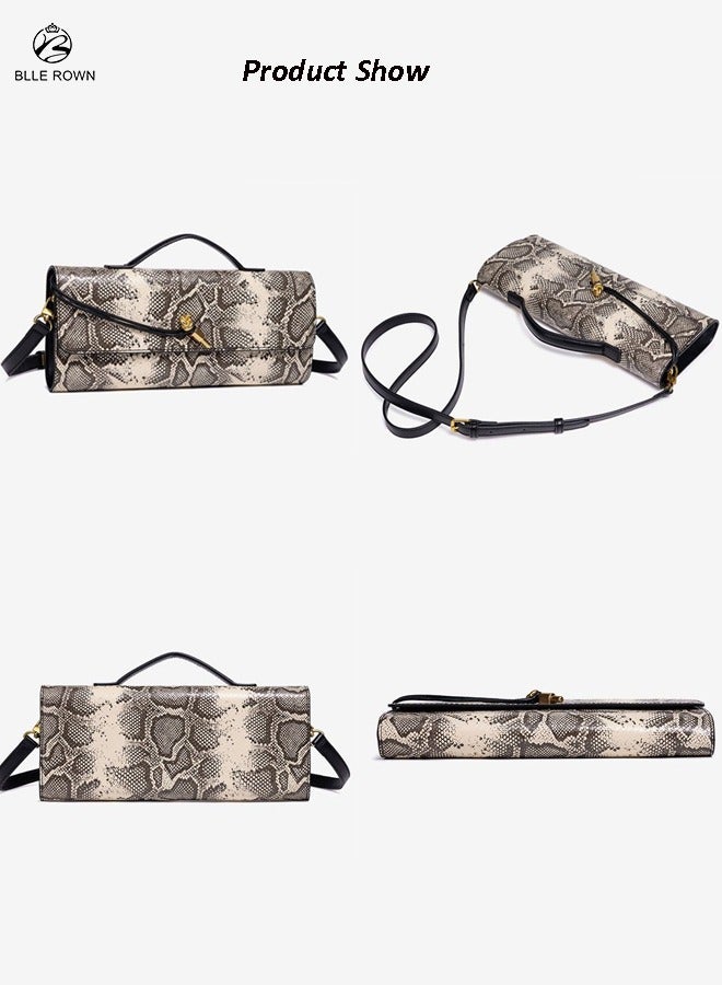 بليه روان حقائب يد نسائية فاخرة وصادرة حديثاً حقائب يد نسائية فاخرة بطبعة ثعبان أنيقة للسيدات بحزام قابل للتعديل، حقائب كتف أنيقة - Image 2