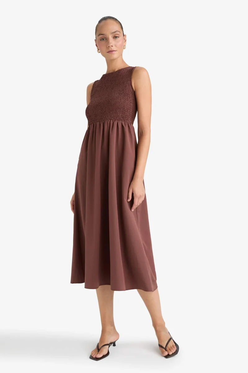 ديفاكتو Crew Neck Terry Cotton Sleeveless Midi Dress