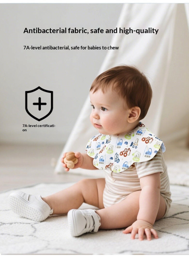 Baby Petal-Shaped Bib Reversible Design Cotton Baby Bibs Feeding Bib Whale Print Bib - Image 5