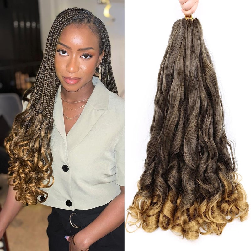 شعر ضفائر مجعد مسبق التمديد 20 بوصة 8 عبوات شعر ضفائر فرنسي مجعد للنساء السود بouncy Loose Wavy Braiding Hair شعر ضفائر فرنسي صناعي لتمديدات الشعر 20 بوصة T27