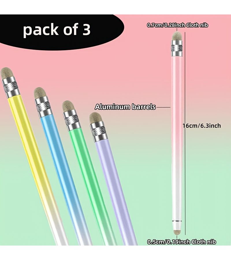 Yellow 3 Pack Touch Pens For Touch Screens Compatible Iphone Ipad Android Tablets - Image 2