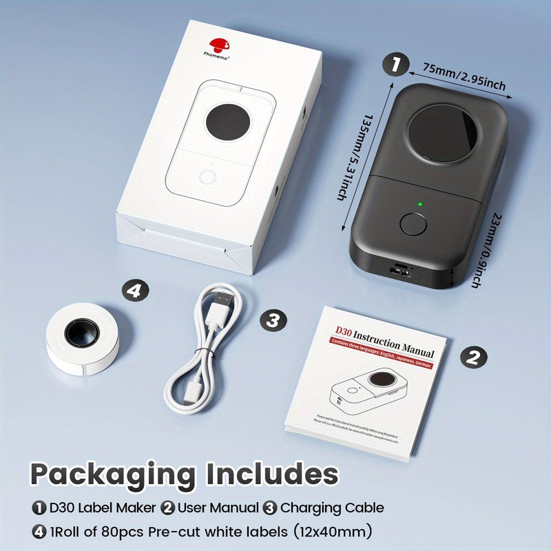 Portable Wireless Label Maker Thermal Printer With App USB Rechargeable High Clarity Compatible With Smartphones And Tablets For Thermal Label Tapes No Ink Required Black - Image 3