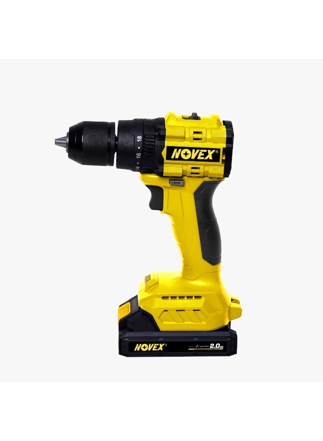 نوفيكس مثقاب NOVEX اللاسلكي بدون فرشاة بقدرة 20 فولت – عزم دوران قوي 65 نيوتن متر  ارتقِ بكفاءة عملك مع مثقاب NOVEX بقدرة 20 فولت المزود بمحرك بدون فرشاة، والمصمم لتوفير عزم هائل يصل إلى 65 نيوتن متر لإنجاز مهام الحفر والربط الثقيلة والأعمال الاحترافية. الخيار المثالي للمقاولين والفنيين وهواة الـDIY الذين يبحثون عن القوة والاعتمادية. - Image 1