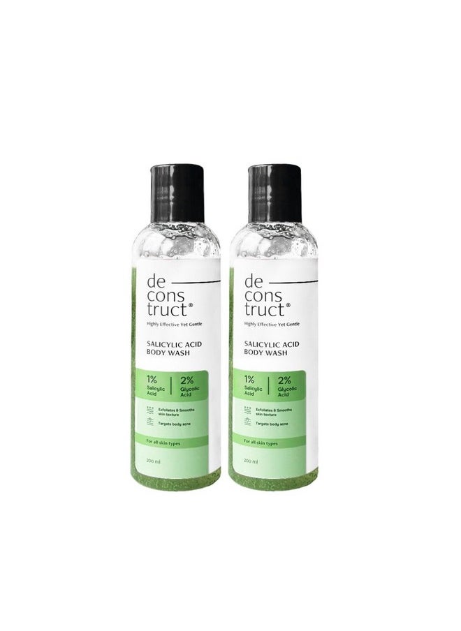 Deconstruct Deconstruct 1% Salicylic Acid Body Wash with 2% Glycolic Acid | Prevents Body Acne, Rough & Bumpy skin | Deeply cleanses skin | Shower gel for Women & Men- 200ml (Pack of 2)  - Image 1