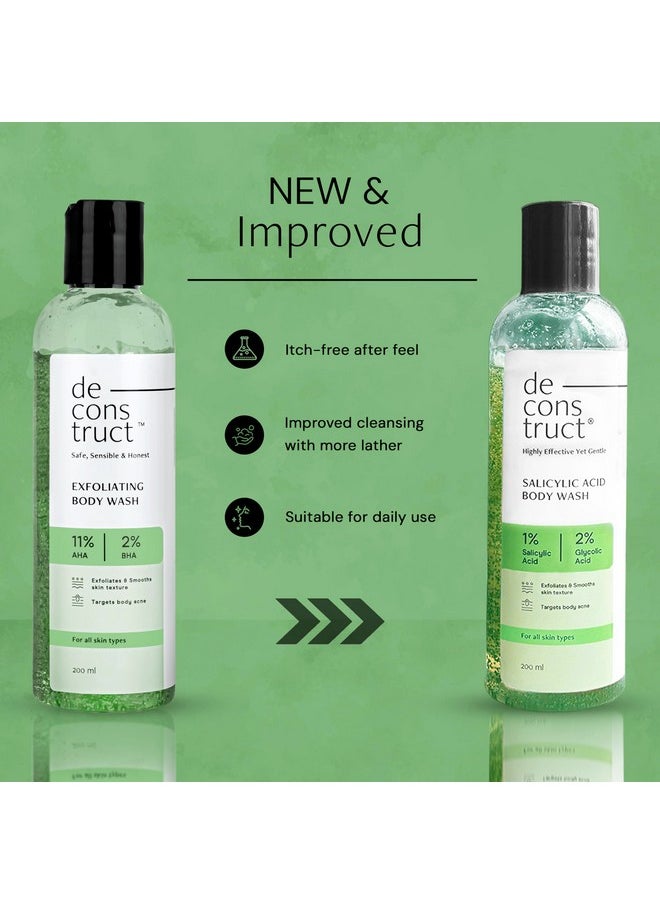 Deconstruct Deconstruct 1% Salicylic Acid Body Wash with 2% Glycolic Acid | Prevents Body Acne, Rough & Bumpy skin | Deeply cleanses skin | Shower gel for Women & Men- 200ml (Pack of 2)  - Image 2