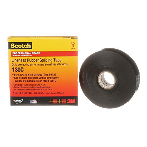 3M Scotch Linerless Electrical Splicing Tape 130C for Wires and Cables, 1 in x 30 ft, Rubber Backing, Self Fusing, UV Resistance, Highly Conformable, Moisture Seal, Black, 1 Roll - Image 2