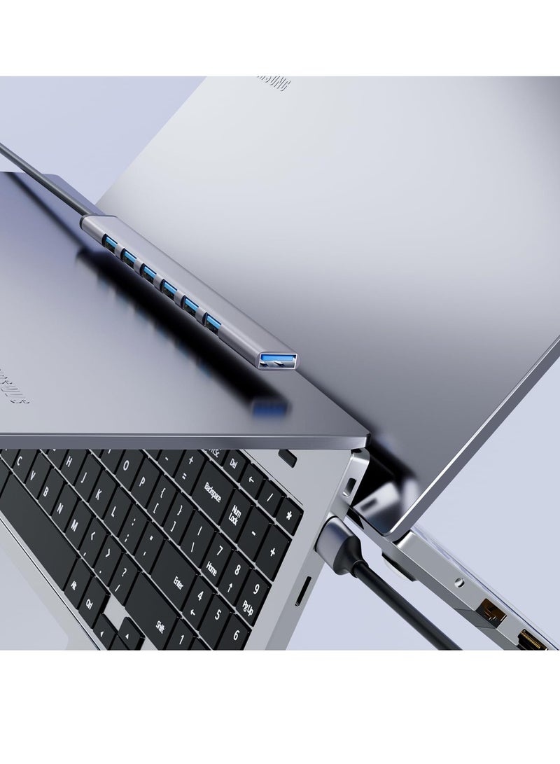 Ultra Slim 7-Port USB 3.0 Hub Expander for MacBook, Laptop, PC, iMac & Surface Pro - Portable Aluminium Data Hub for Fast Connectivity - Image 5