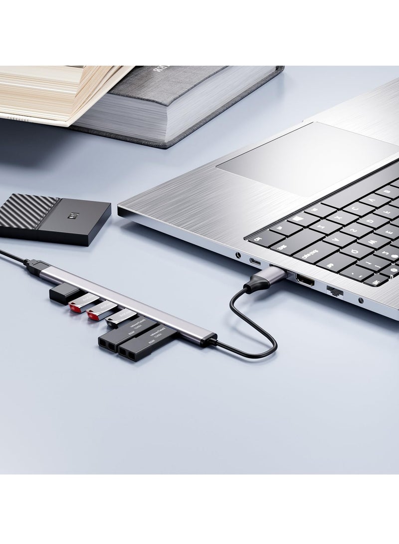 Ultra Slim 7-Port USB 3.0 Hub Expander for MacBook, Laptop, PC, iMac & Surface Pro - Portable Aluminium Data Hub for Fast Connectivity - Image 2