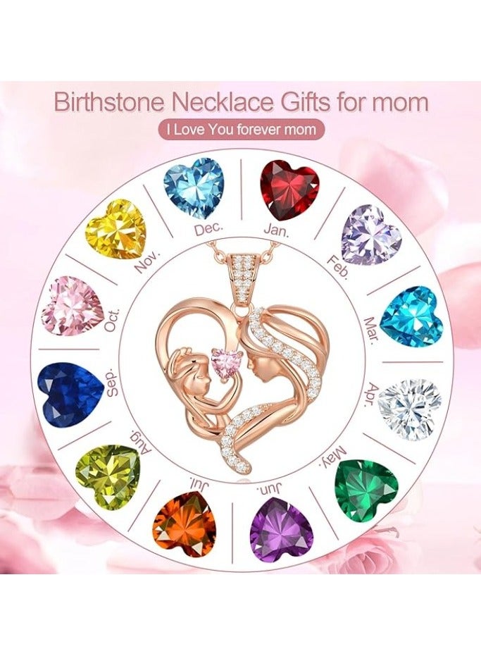 زيفيل الأم والطفل الحب القلب قلادة قلادة، هدية عيد الأم، 925 الفضة الاسترليني ارتفع الذهب قلادة جوهرة للنساء، عيد الأم عيد الحب، الذكرى السنوية، عيد ميلاد، هدايا المجوهرات للأم، المرأة، زوجة الجدة... - Image 3