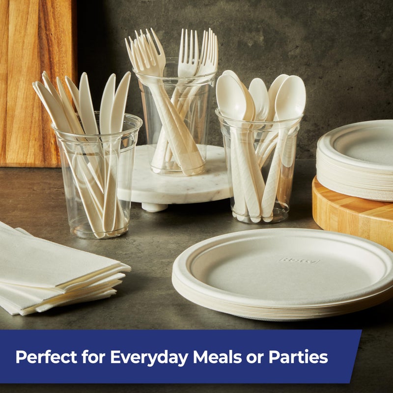 Hefty ECOSAVE Compostable Assorted Cutlery Set, Utensils for BBQs, Tailgates, Camping, Parties, and More, Includes 8 Forks, 8 Spoons, and 8 Knives, Compostable, Sustainable Design, 24 Count - Image 5