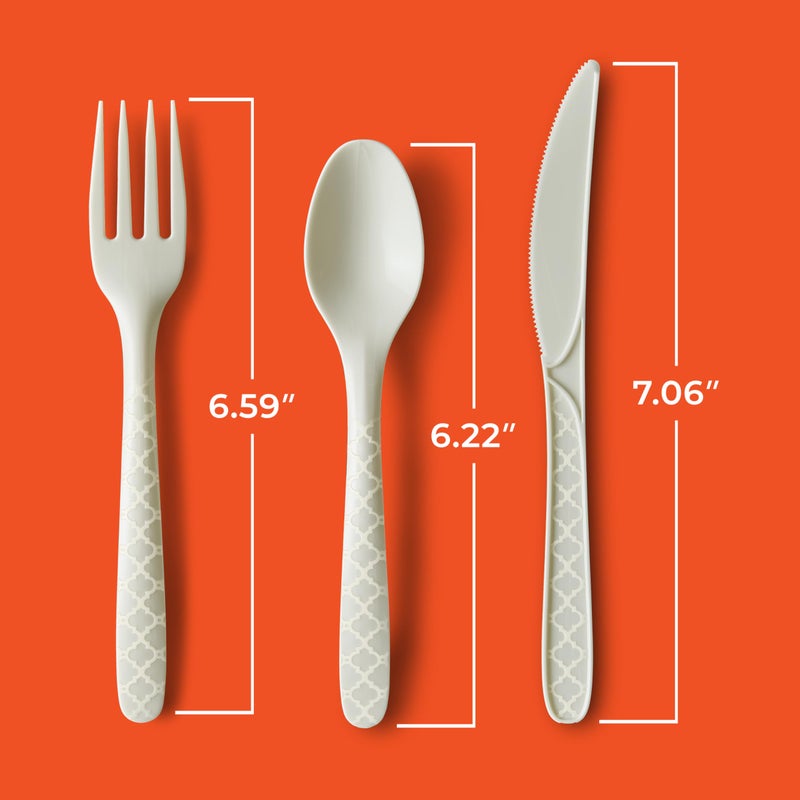 Hefty ECOSAVE Compostable Assorted Cutlery Set, Utensils for BBQs, Tailgates, Camping, Parties, and More, Includes 8 Forks, 8 Spoons, and 8 Knives, Compostable, Sustainable Design, 24 Count - Image 3