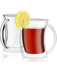 JoyJolt JoyJolt Caleo Collection Glass Coffee Cups Double Wall Insulated Mugs Set Of 2 Glasses (10 oz,300ml)  - Image 1
