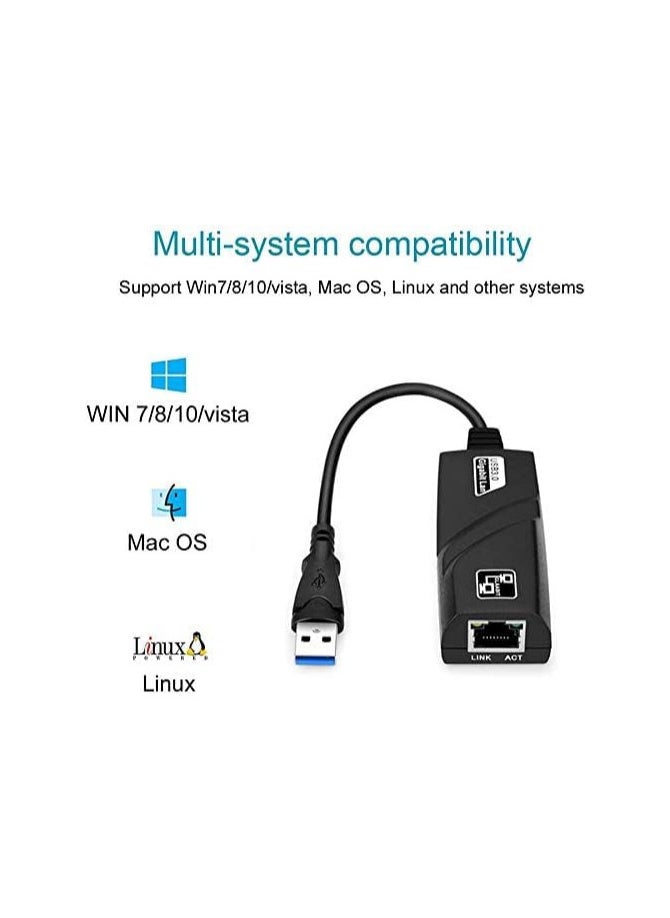 Generic DIB USB Network Adapter USB 3.0 to RJ45 10/100/1000 Gigabit Ethernet LAN Network Adapter for Windows 10/8.1/8/7/Vista, Mac OS, Linux, Chrome OS & More – Black  - Image 5