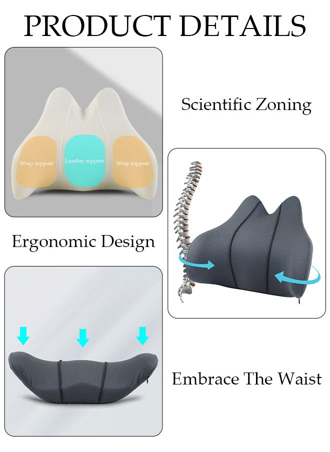 DUNISO - Lumbar Support Pillow for Office Car Back Support Pillow with Memory Foam Pad Back Cushion for Back Pain Relief Improve Posture Cushion - Image 1
