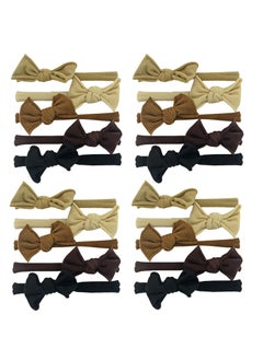 PIDOUDOU 20 Pieces Hair Ties with Bows Seamless Hair Ties for Thick Hair Elastics for Women and Girls Ponytails Holders brown mix