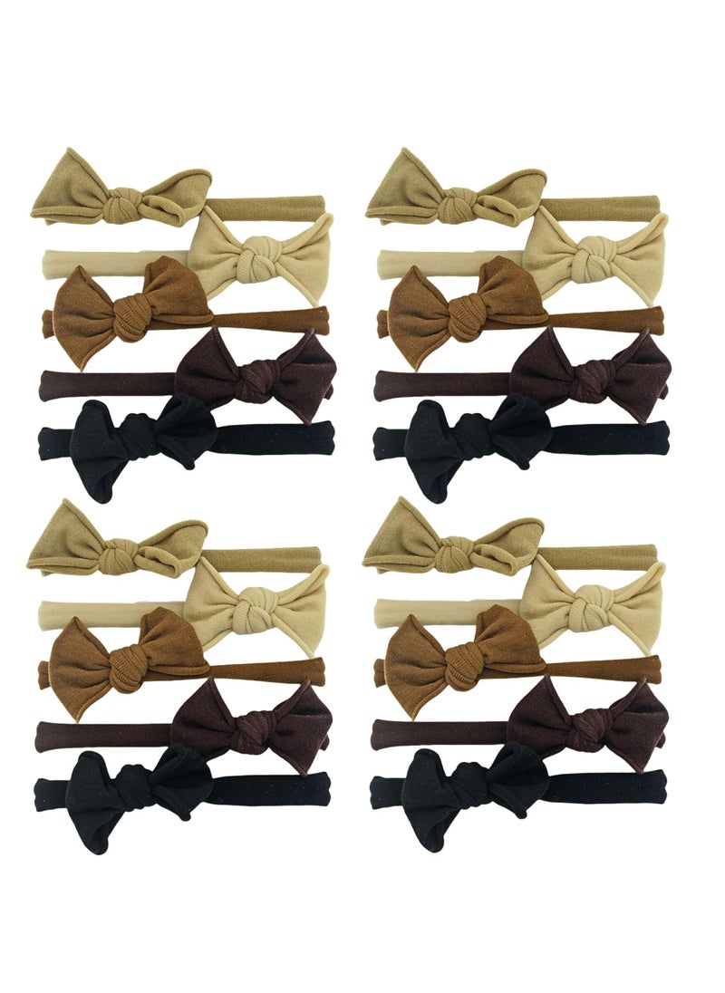 PIDOUDOU - PIDOUDOU 20 Pieces Hair Ties with Bows Seamless Hair Ties for Thick Hair Elastics for Women and Girls Ponytails Holders brown mix - Image 1