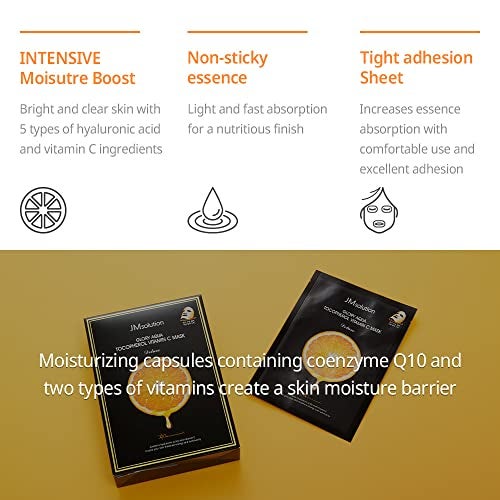 JMsolution Glory Aqua Tocopherol Vitamin C Facial Mask -Hyaluronic acids-Vitamine C, E -Moisture Hydrating elasticity care skin vitality for all skin type- Korean Skin care - Image 3