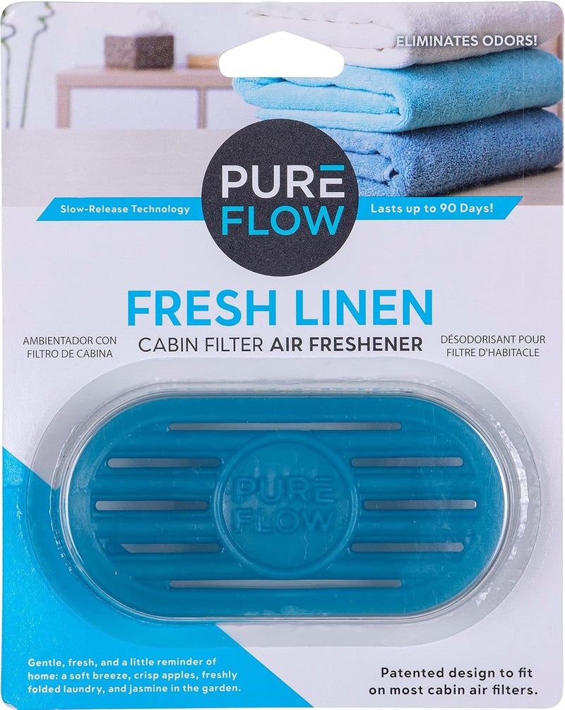 Pureflow Cabin Filter Air Freshener with Odor Eliminator – Fits on Most Car, Truck, and SUV Cabin Air Filters - Fresh Linen (1 Pack) - Image 1