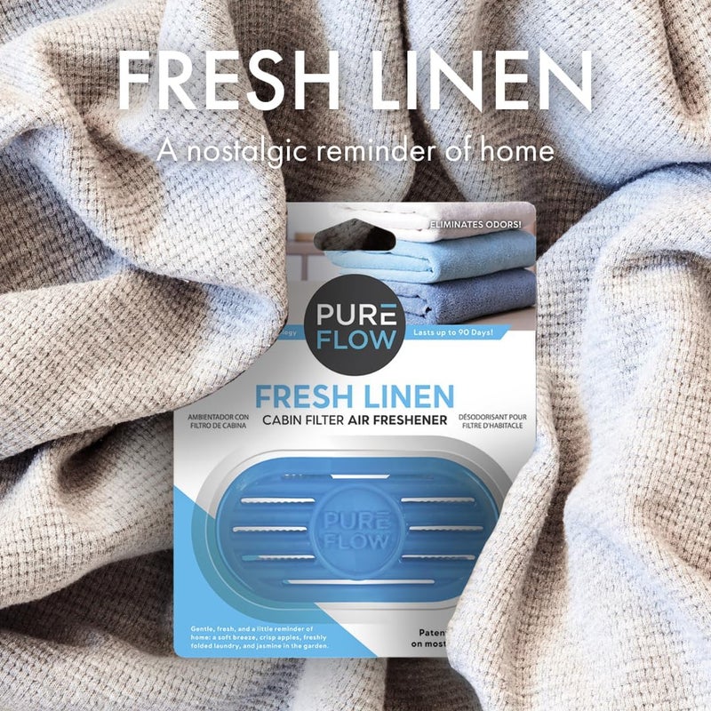 Pureflow Cabin Filter Air Freshener with Odor Eliminator – Fits on Most Car, Truck, and SUV Cabin Air Filters - Fresh Linen (1 Pack) - Image 2