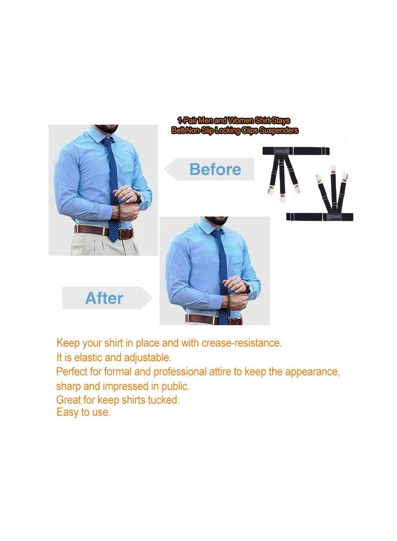 1-Pair Men and Women Shirt Stays Belt Non-slip Locking Clips,Keep Shirt Neating Tucked Leg Thigh Suspender Garters Strap,Adjustable Locking Clamps - Image 2