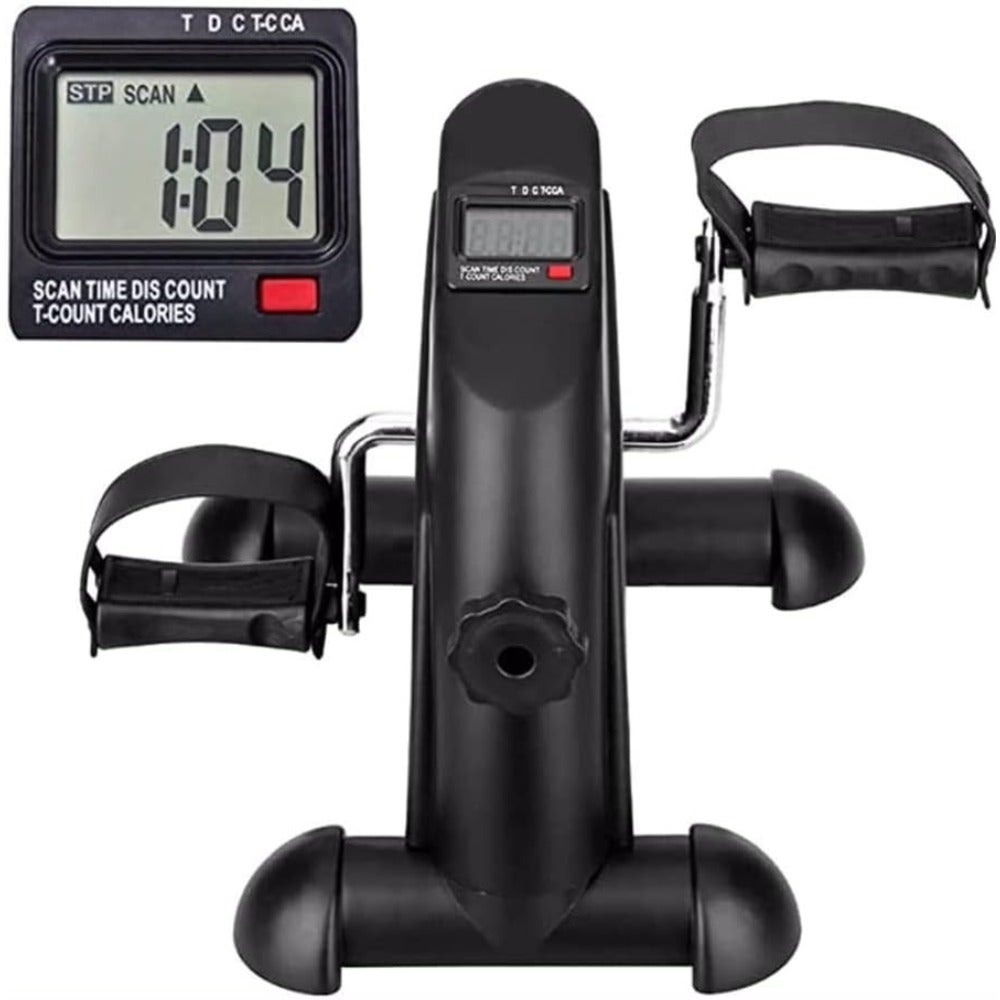 e World Mini Exercise Bike, Under Desk Bike Pedal Exerciser - Portable Foot Cycle Machine - Arm and Leg Peddler Machine with LCD Screen Displays Black