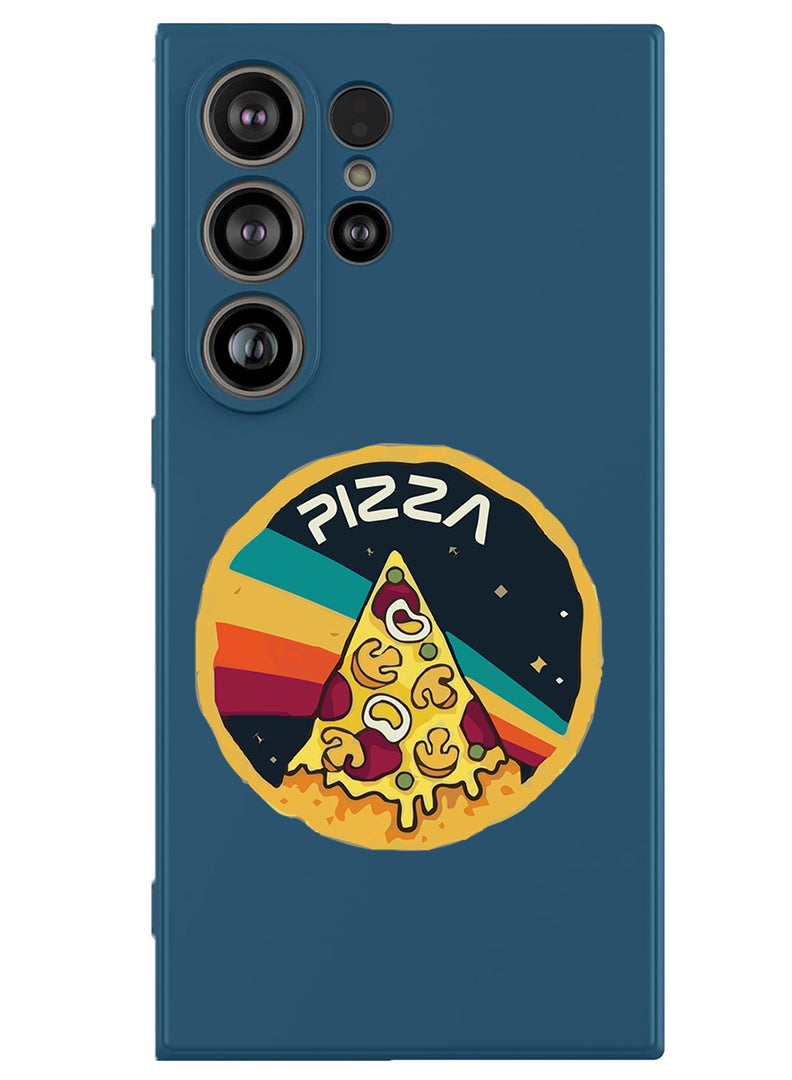 Theodor Protective Slim Fit Case Liquid Silicone Cover with Full Body Protection Anti-Scratch Shockproof Case For Samsung Galaxy S25 Ultra (Blue) - Pizza - Image 1